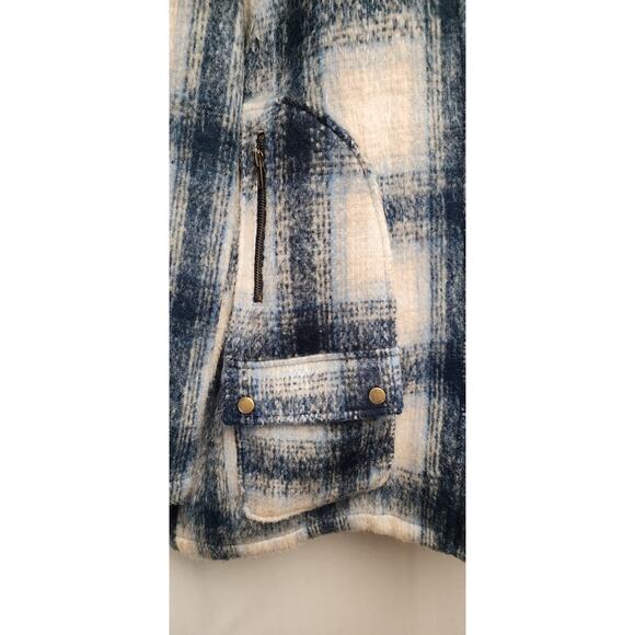 JustFab Plaid Hooded Faux Wool Coat/Jacket. Blue Size XXL - Picture 6 of 12